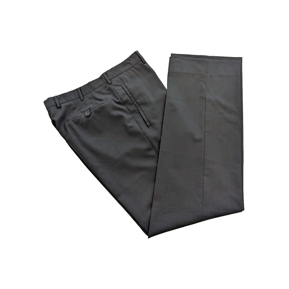 Prada Men's Charcoal Grey Wool Flat Front Pants 32x31 Made in Italy Luxury